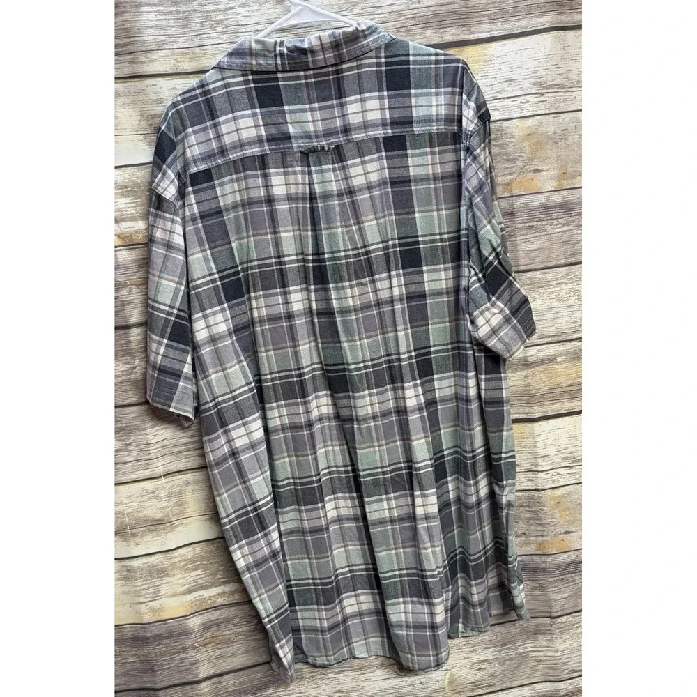 Redhead Green Plaid Button Up Shirt Cotton Men‎ Size 2XL Tall Short Sleeve